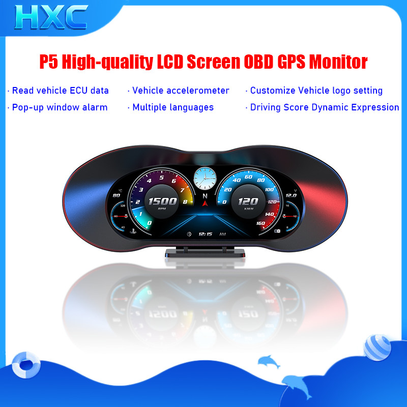 Monitor GPS P5 OBD Com Sensor De Inclinação De Tensão De Temperatura De Velocidade E Pontuação De Condução Multilíngue