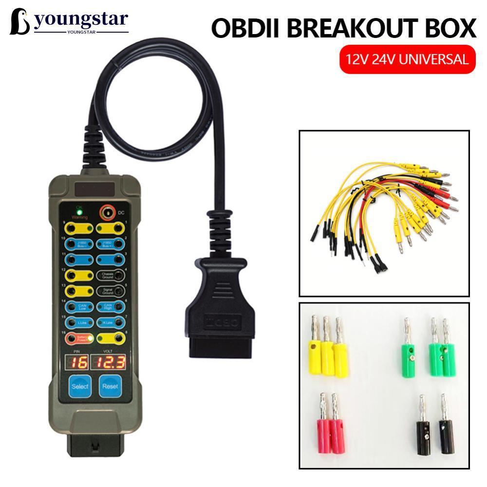 YOUNGSTAR Carro OBDII Auto Break out Caixa Obd Breakout Box Detector De Protocolo Com Pin Obd2 Interface Monitor Juntas