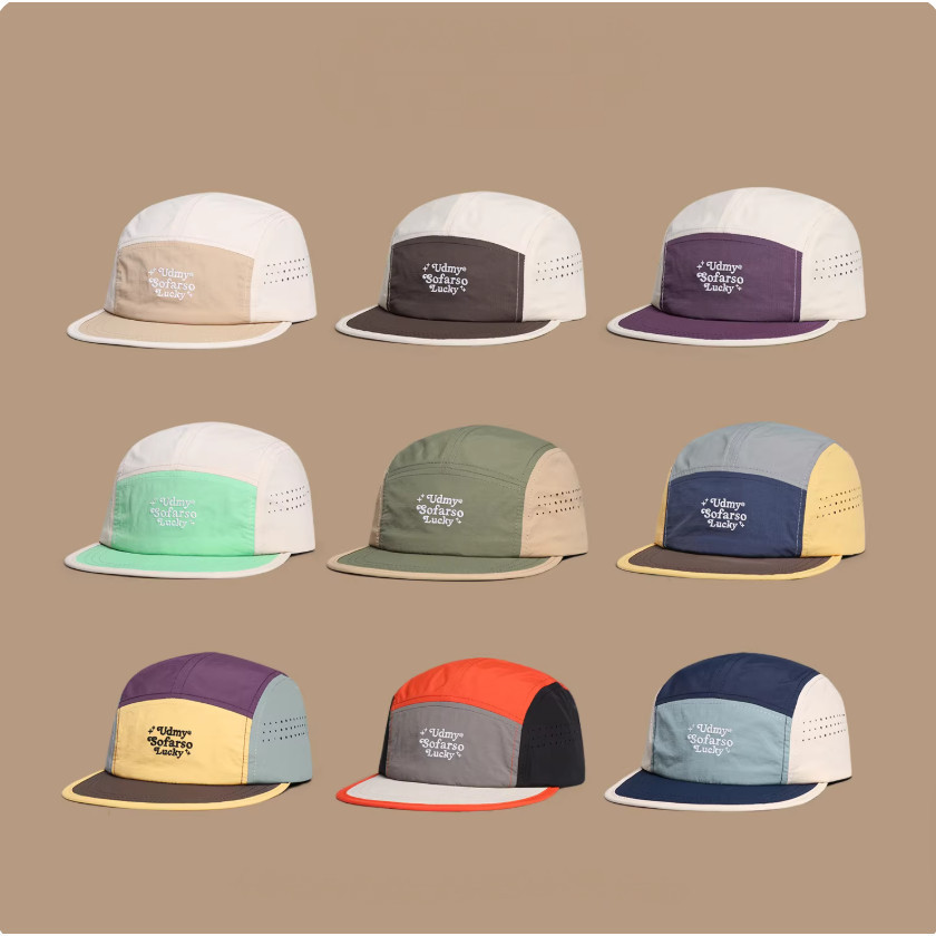 Boné Five Panel Bordado Malha Moda Diário Streetwear Corrida Ciclismo Masculino Feminino Chapéu