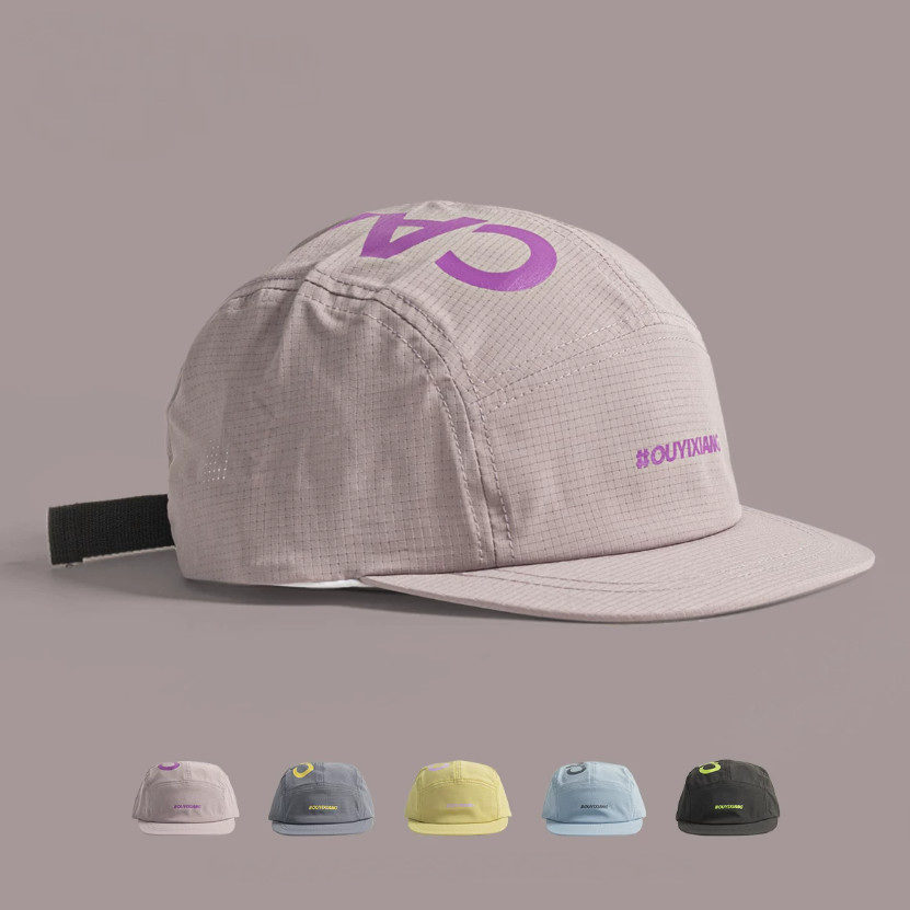 Boné Masculino Aba Curta Five Panel Bordado Letras Malha Corrida Camping Ciclismo Moda Diário Verão Feminino Chapéu