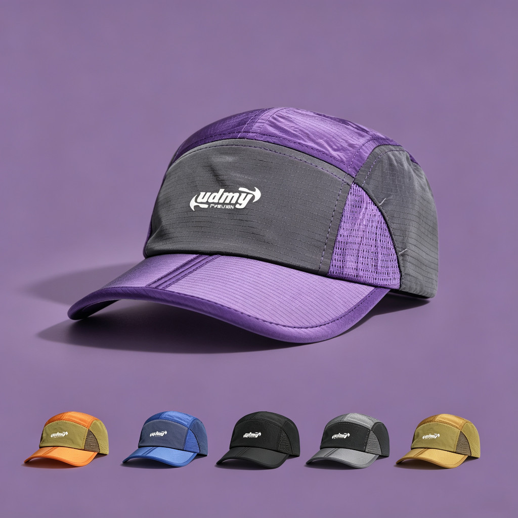 Boné Five Panel Bordado Nylon Moda Streetwear Corrida Ciclismo Camping Diário Masculino Feminino