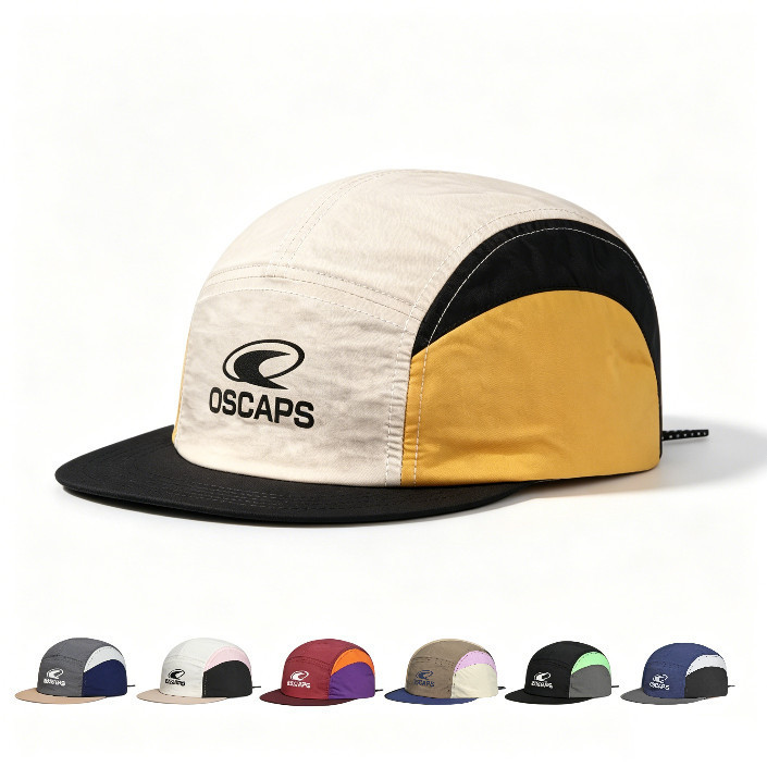 Boné Masculino Five Panel Bordado Malha Moda Corrida Camping Ciclismo Diário Streetwear Viagem Chapéu