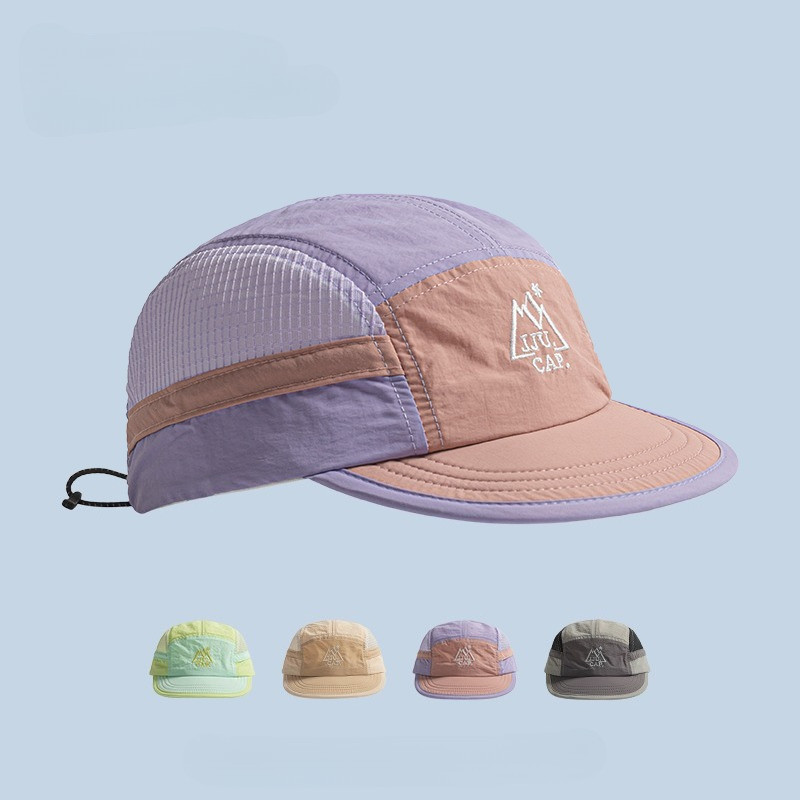Boné Five Panel Bordado Nylon Malha Casal Estilo Vintage Moda, para Viagem Corrida Bicicleta Chapéu