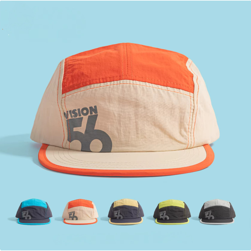 Boné Five Panel Bordado Nylon Moda Streetwear Corrida Ciclismo Praia Verão Diário Várias Cores Masculino Feminino Chapéu