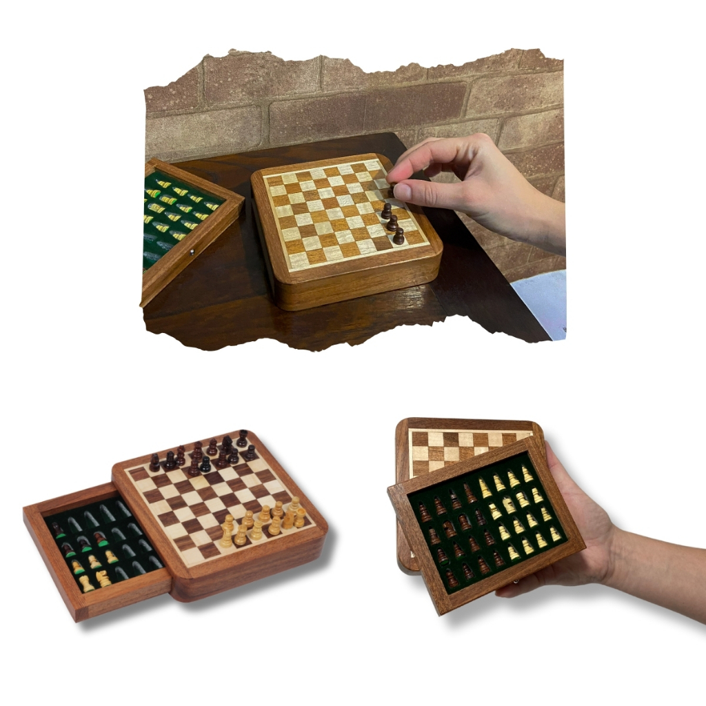 Jogo de Xadrez Compacto Viagem Magnético Pequeno Luxuoso Tabuleiro Decorativo
