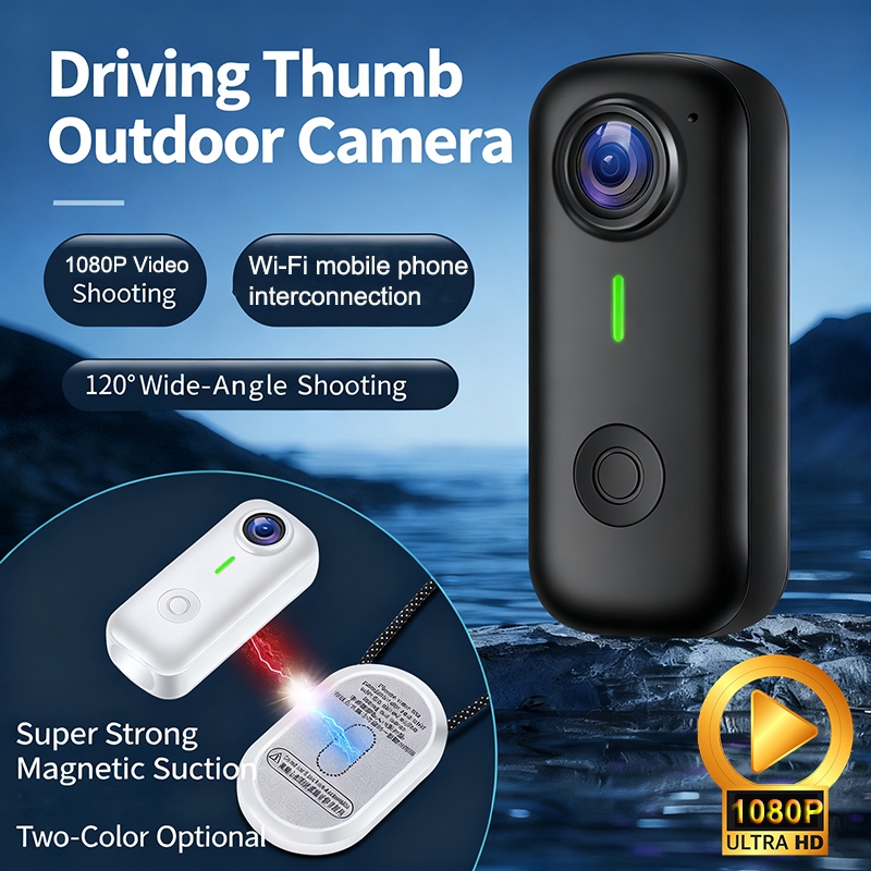 1080P Polegar Câmera De Ação Mini Wearable Com Cordão Magnético Para Ciclismo Viagem Esportes Vlogging Pequena Capacete