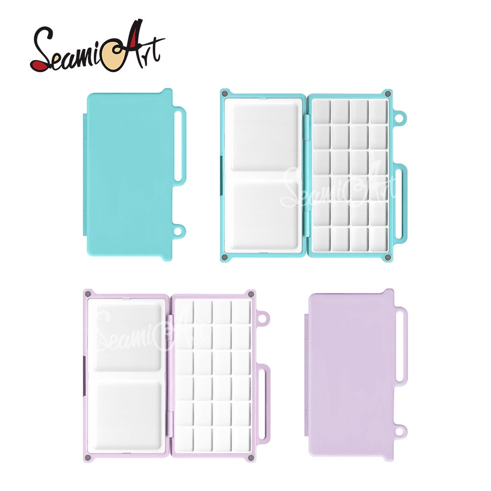 SeamiArt 1 Peça Caixa De Pintura De Plástico Magnética Portátil Para Viagem Livro Manual De Folhas Soltas Em Aquarela