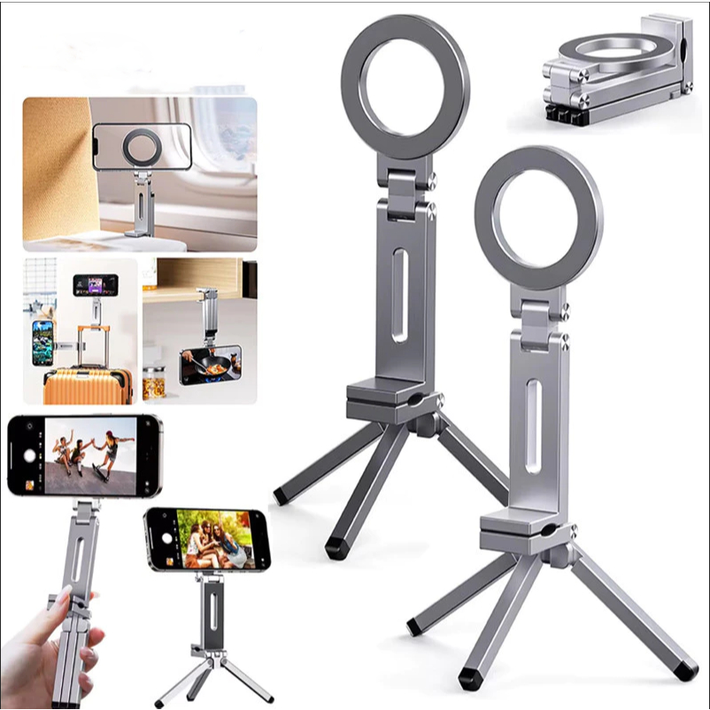 Suporte Para Telefone Com Tripé Magnético Dobrável Fonken 360 ° Portátil Giratório iOS Samsung Travel Video Shooting Des