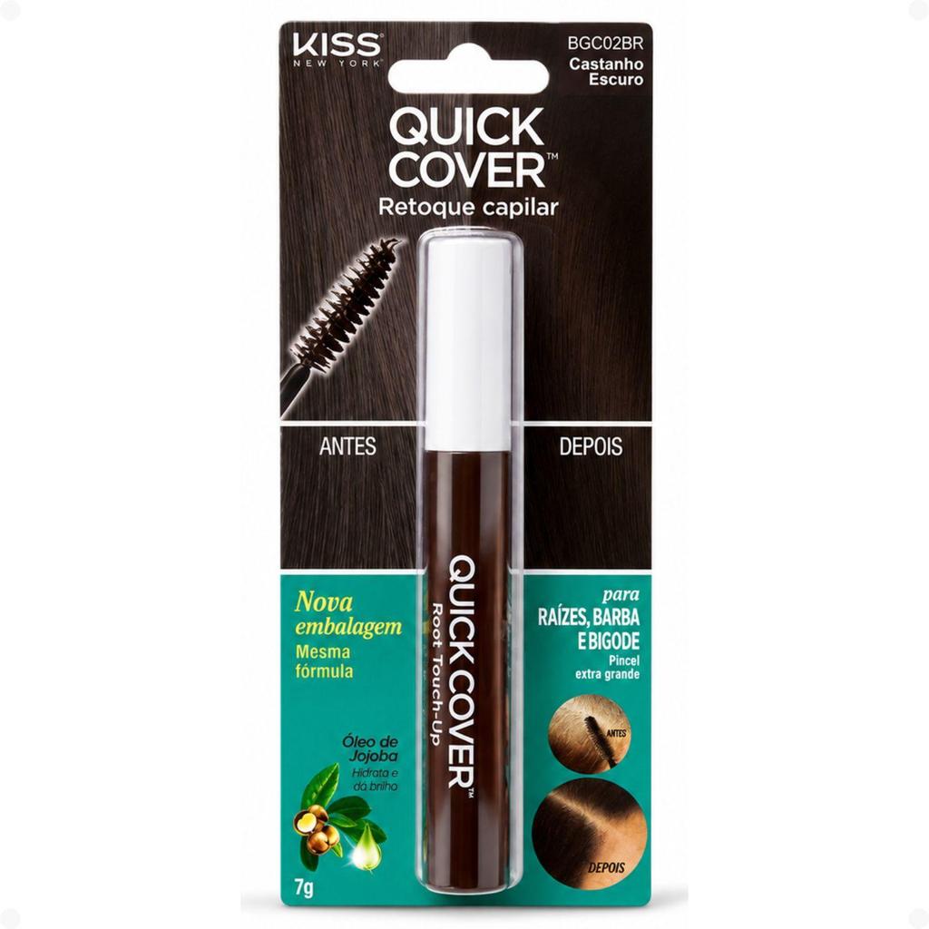 Máscara de Retoque Capilar Kiss New York Quick Cover Castanho Escuro 7g Bgc02bb