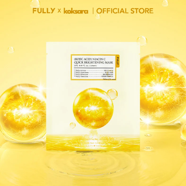 [OFFICIAL] FULLY Kojic Acid Niacin C Quick Brightening Mask 25ml 1, 4 Sheet