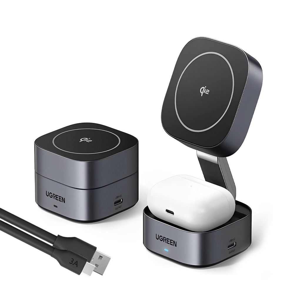 Carregador Magnético Sem Fio 2 em 1 Ugreen 15W  +Cabo (K-8108-5887)