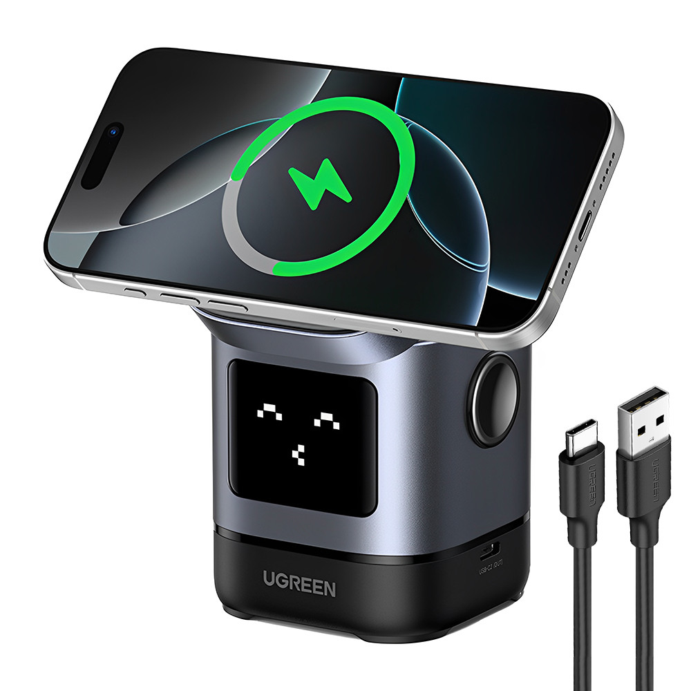 Carregador Magnético Sem Fio Ugreen 2in1 Máx. 15W  +Cabo (K-8690-3082)