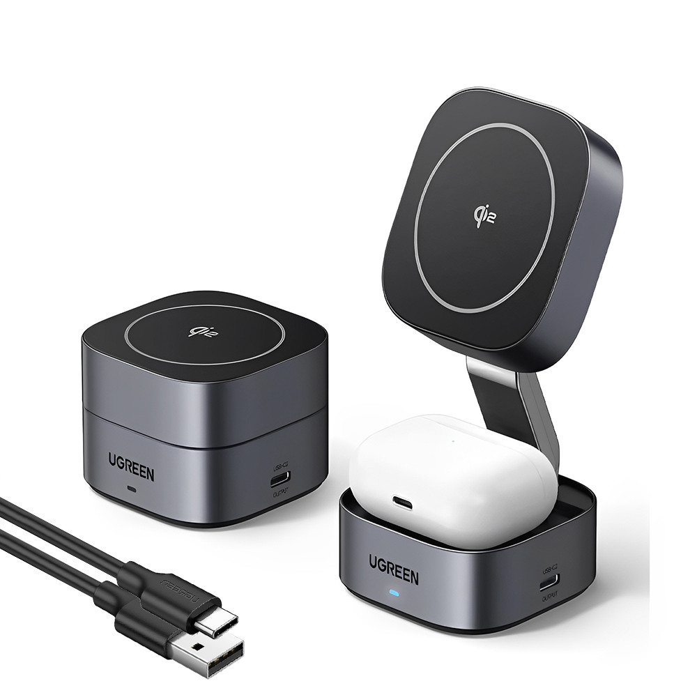 Carregador Magnético Sem Fio 2 em 1 Ugreen 15W  +Cabo (K-8108-3082)
