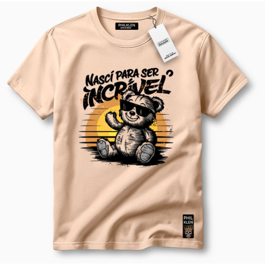Camiseta Algodão Premium Estampa Panda Nasci para Ser Incrível Masculina 100% Algodão