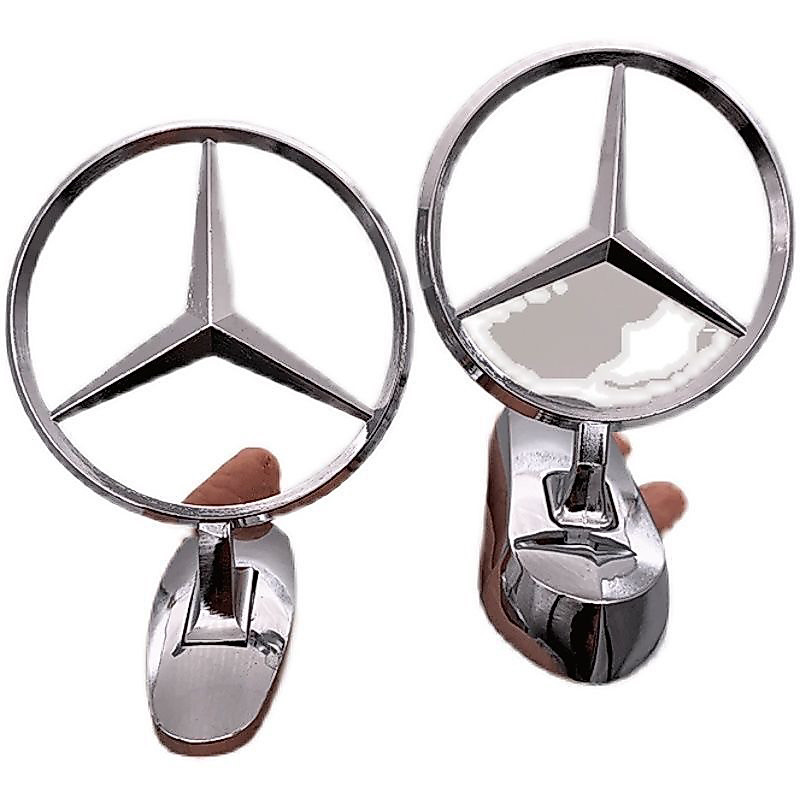 1314QMYHM Mercedes-Benz Standing Padrão Frente Padrão Capô Padrão Grande Benz Metal 3D Tridimensional Capô Padrão de Car