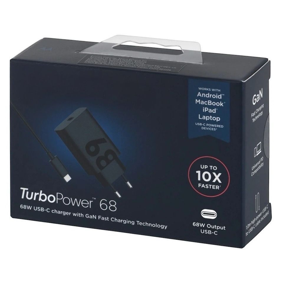 Carregador USB-C Turbo 68W Compatível Moto G7 Plus, G7 Power, G7 Play