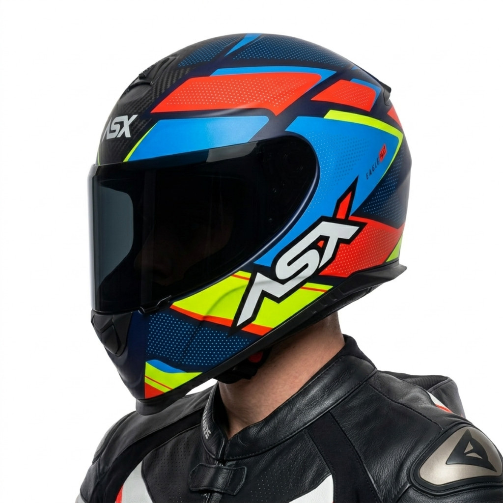 Capacete Asx Eagle Fast Azul/vermelho/amarelo Fosco 56