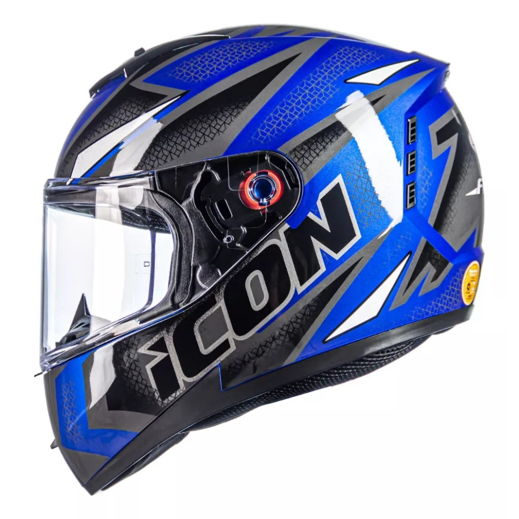 Capacete Peels Icon 23 Fast Azul Metálico Branco Moto Track