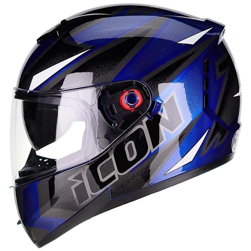 Capacete Moto Peels Icon Fast Preto Azul Viseira Interna