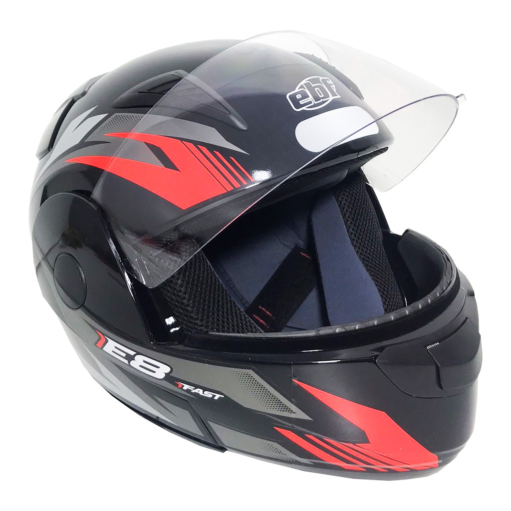 Capacete Moto Robocop E08 Fast Preto E Vermelho