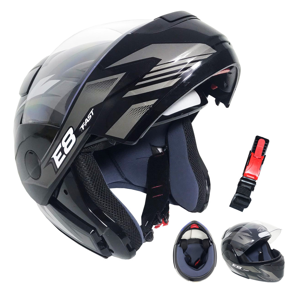 Capacete Moto Ebf Feminino E08 Fast Preto Prata Tamanho 58