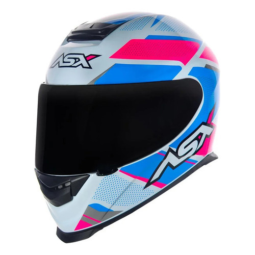 Capacete Asx Eagle Fast Brilho Branco Rosa Azul Univesal