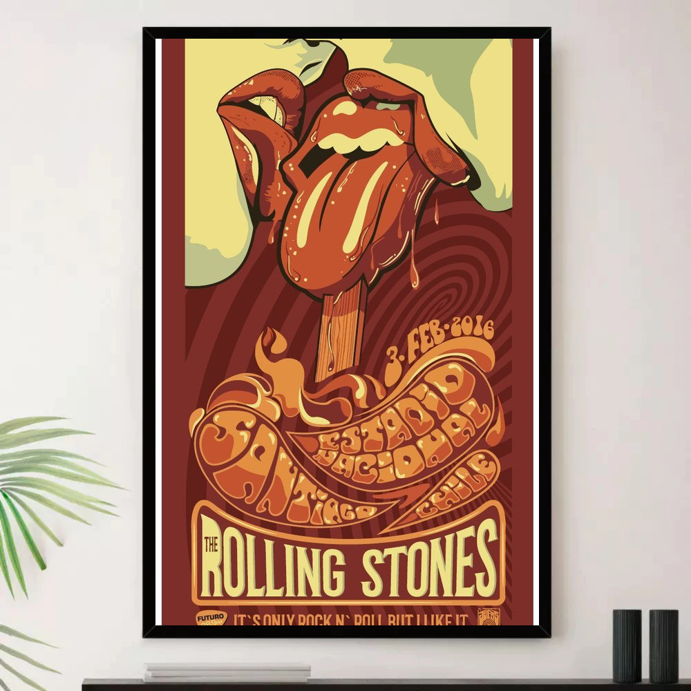 Quadro Placa Decorativa Música Internacional Rolling Stones Rock Clássico Blues Rock Álbuns com Moldura