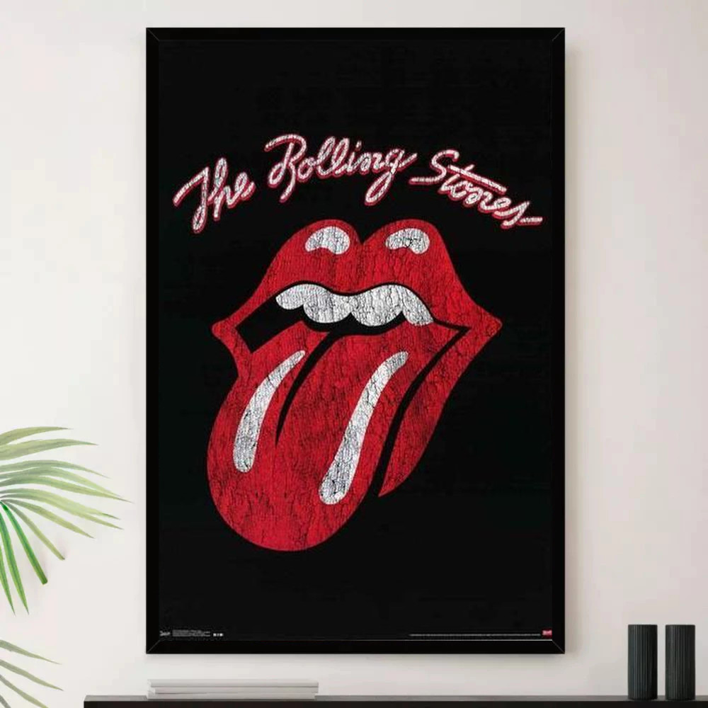 Quadro Placa Decorativa Música Internacional Rolling Stones Rock Clássico Blues Rock Álbuns com Moldura