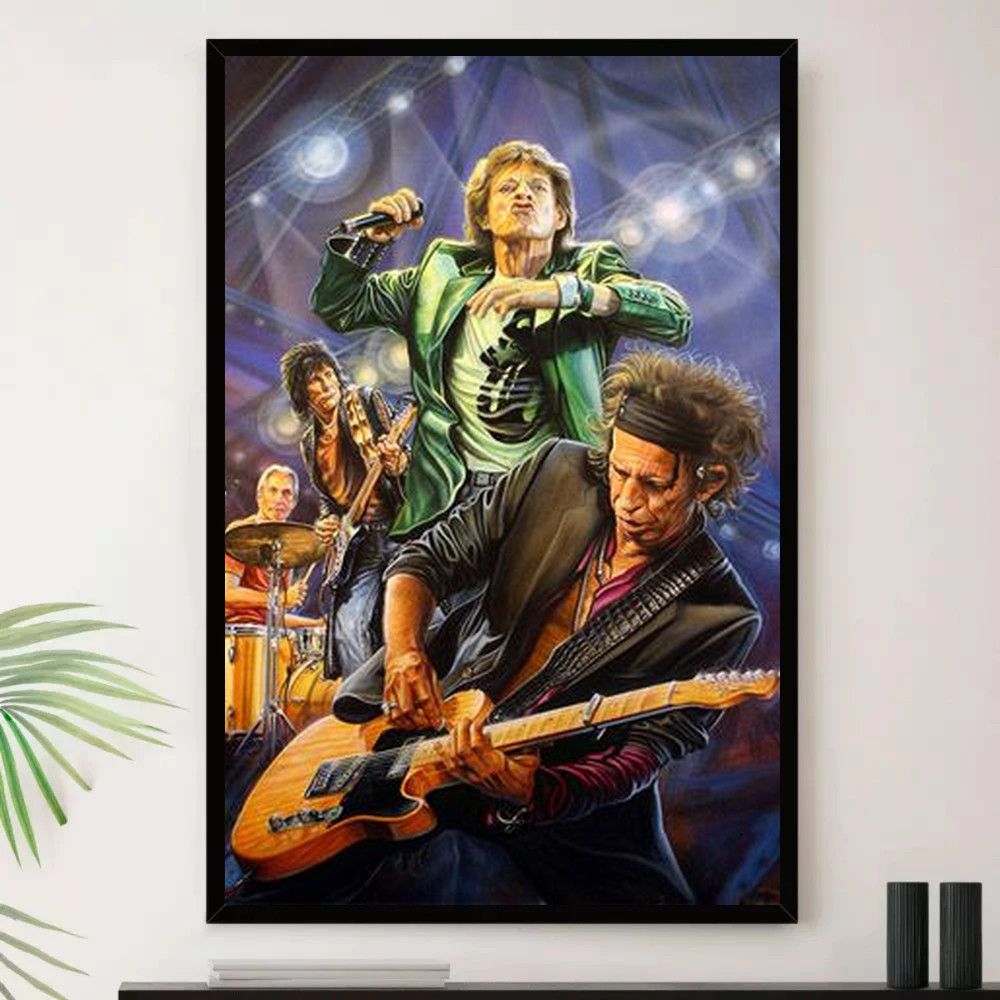 Quadro Placa Decorativa Música Internacional Rolling Stones Rock Clássico Blues Rock Álbuns com Moldura