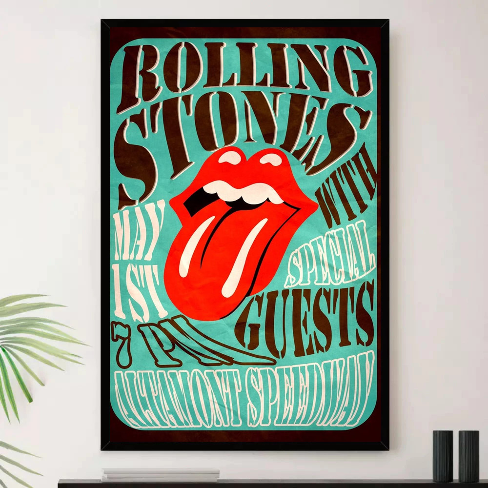 Quadro Placa Decorativa Música Internacional Rolling Stones Rock Clássico Blues Rock Álbuns com Moldura