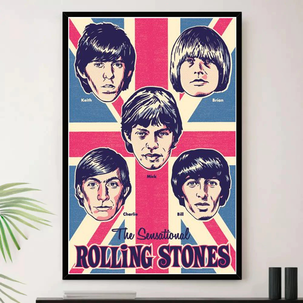 Quadro Placa Decorativa Música Internacional Rolling Stones Rock Clássico Blues Rock Álbuns com Moldura