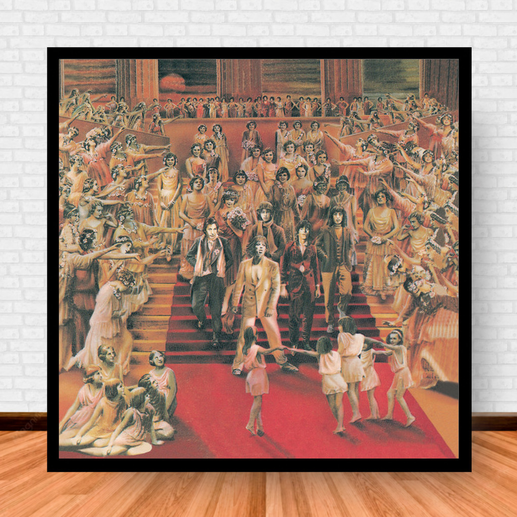 Quadro Decorativo Placa Música Álbuns Rolling Stones Rock com Moldura