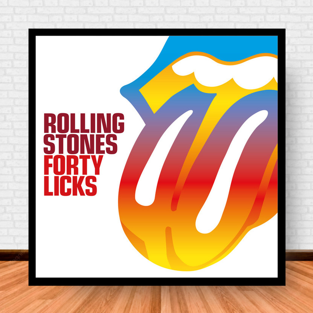 Quadro Decorativo Placa Música Álbuns Rolling Stones Rock com Moldura