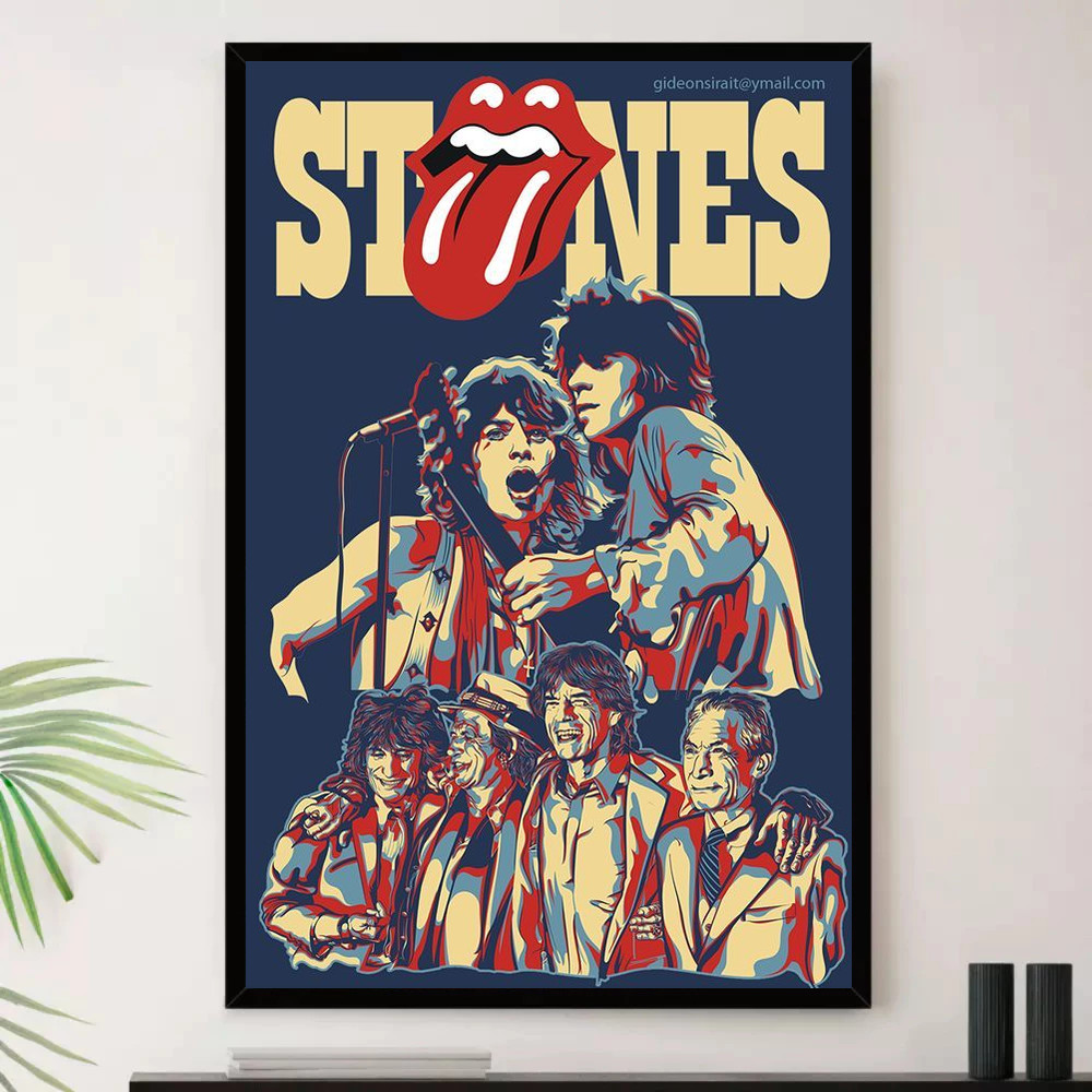 Quadro Placa Decorativa Música Internacional Rolling Stones Rock Clássico Blues Rock Álbuns com Moldura