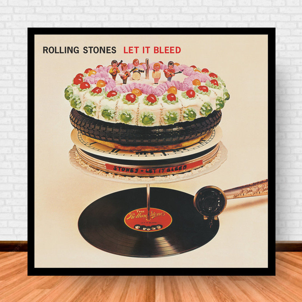 Quadro Decorativo Placa Música Álbuns Rolling Stones Rock com Moldura