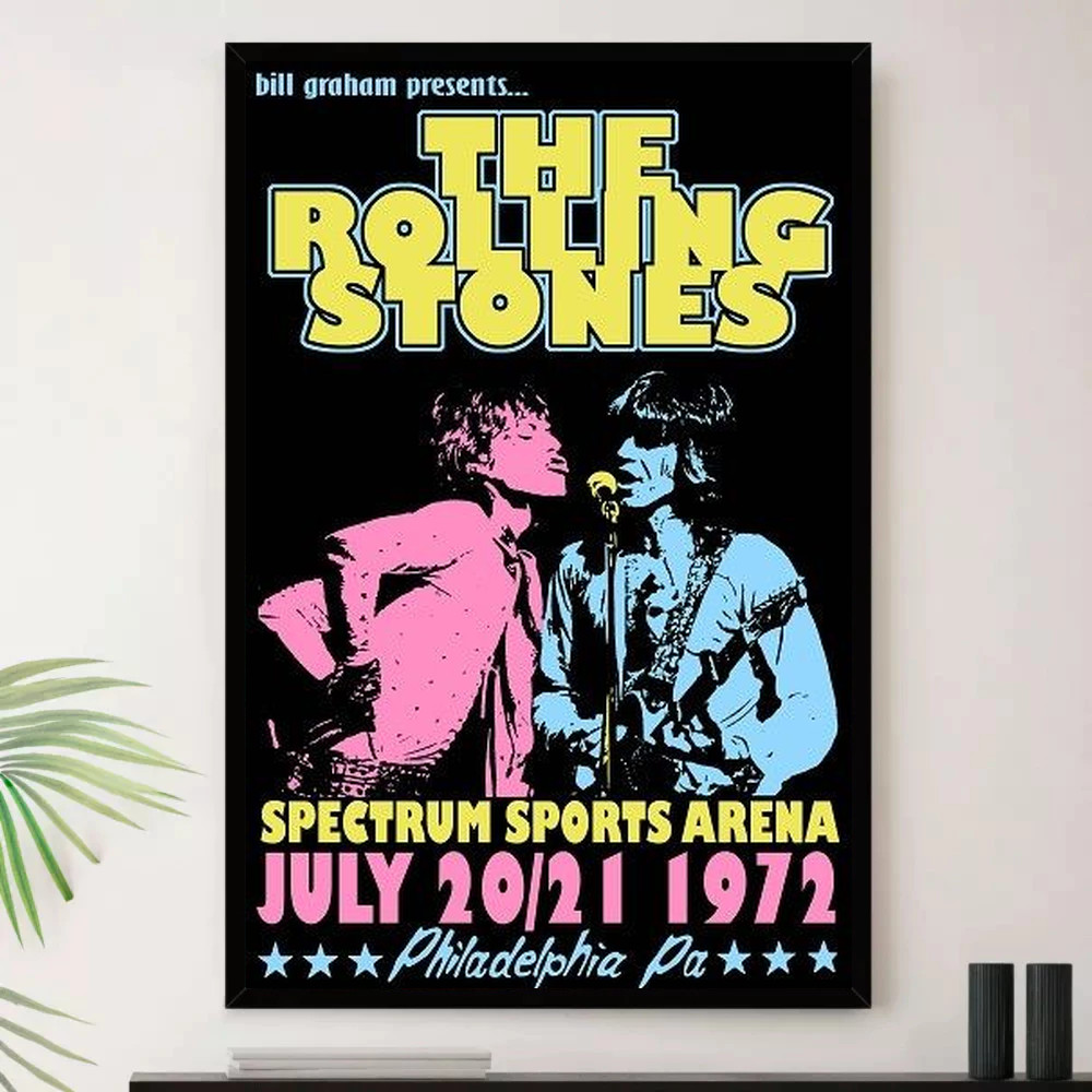 Quadro Placa Decorativa Música Internacional Rolling Stones Rock Clássico Blues Rock Álbuns com Moldura