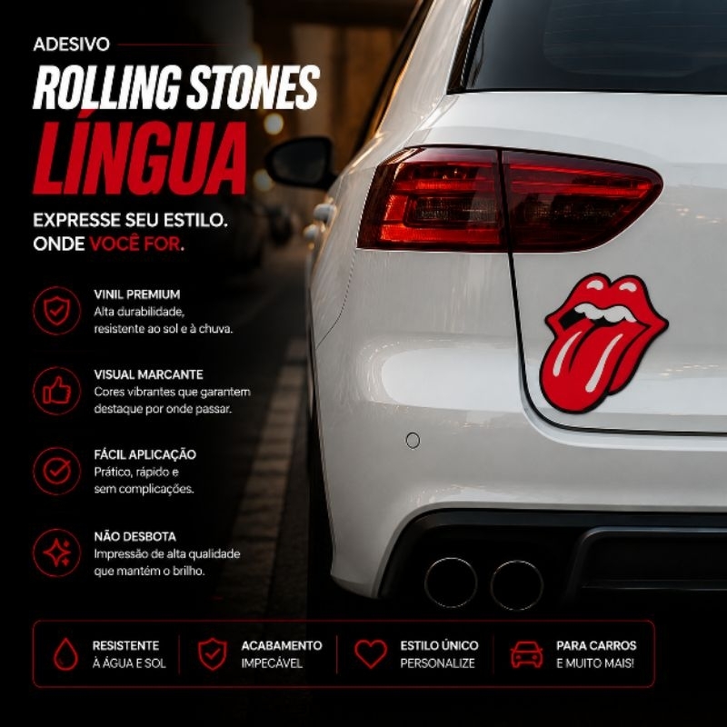 Adesivo Rolling Stones Língua 10cm