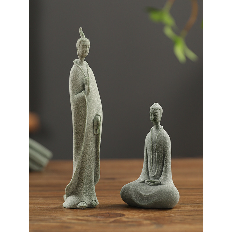Chinês Zen Shakyamuni buda decoração de mesa puro artesanal lápis-lazúli chá pet artesanato desktop cerimônia chá pet