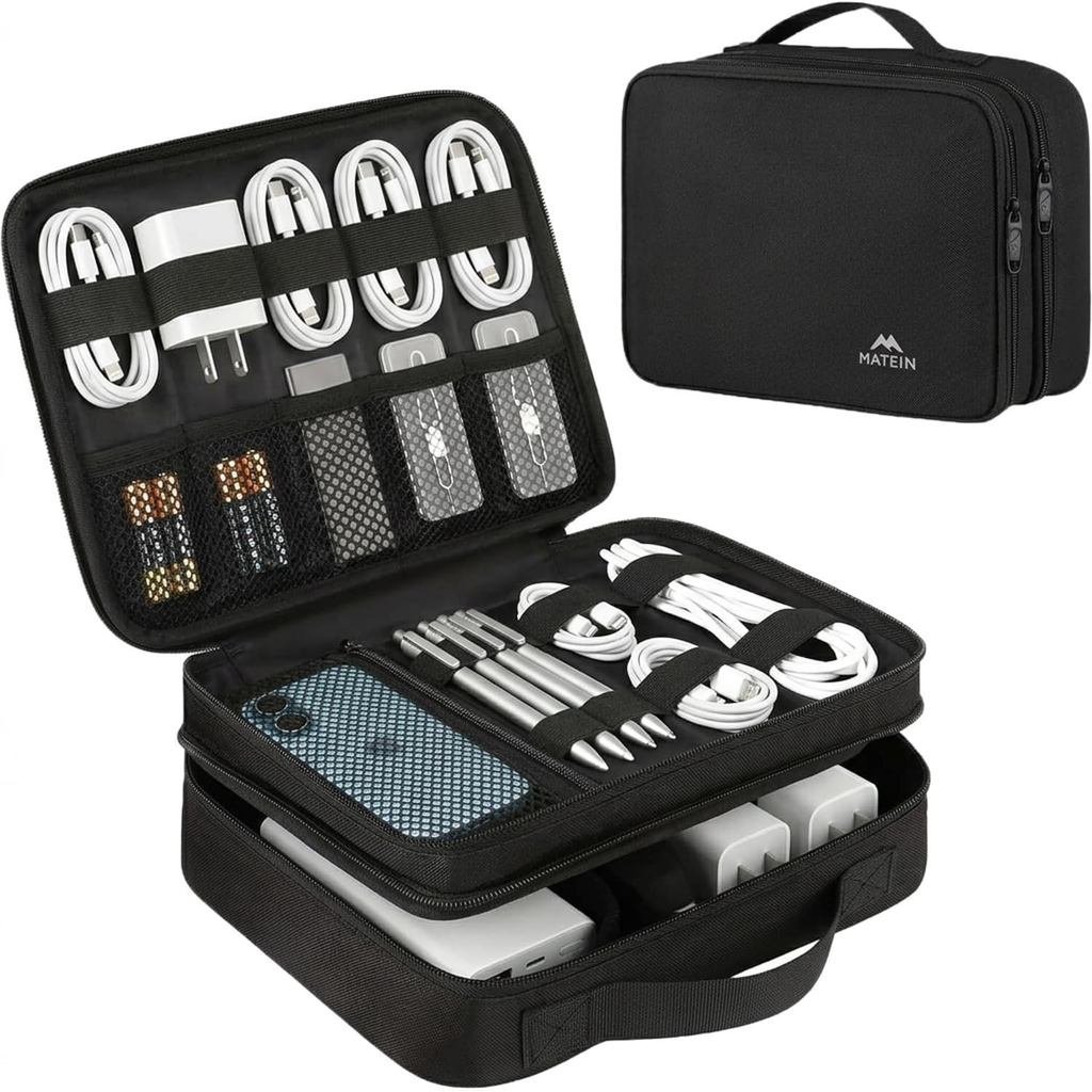 Organizador de Viagem MATEIN Electronics, Bolsa Organizadora de Cabos Resistente à Água para Itens Essenciais de Viagem,