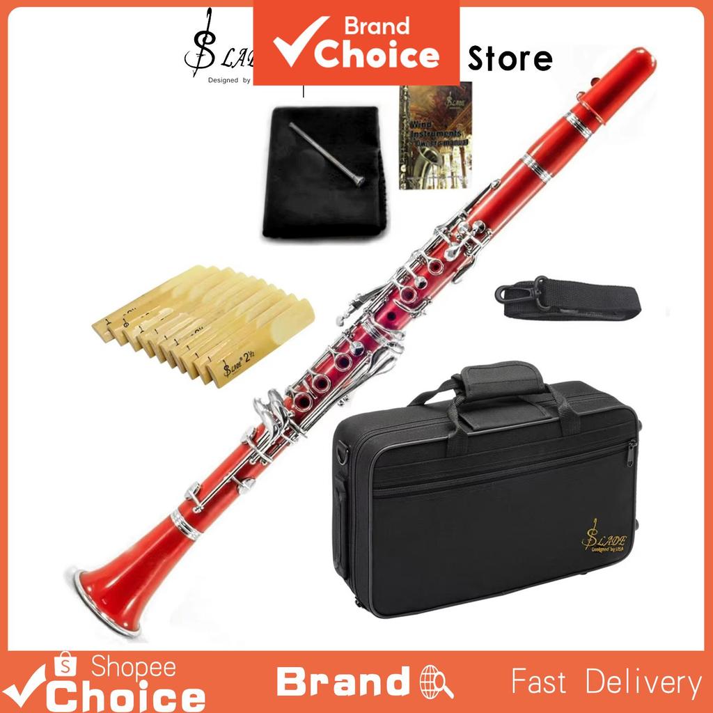 SLADE Bb Clarinete 17 Chave De Níquel Vermelho Para Iniciantes Com 2 Barris Hard Shell Case Kit De Limpeza Presente