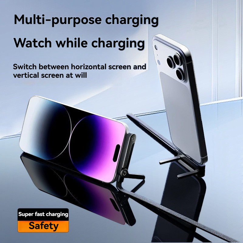 Foldable Adjustable Phone Stand Type-C Braided Cable, Supports Quick Charge and Fast Data Transfer