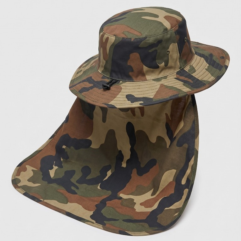 Chapéu Pescador Bucket Militar Camuflado Aba Larga Pesca Trilha Camping Trilha