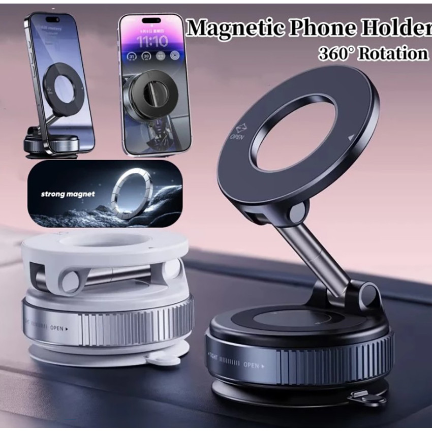 2025 Novo 360 Graus Dobrável Rotação Forte Vácuo Adsorção Magnética Titular Do Telefone Do Carro para Iphone12 13 14 15