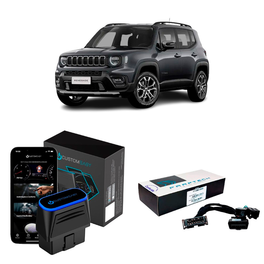 CustomEasy OBDII Plug & Play + Cabo Adaptador FT-OBD-SWG Renegade 2017 2018 2019 2020 2021 2022 2023