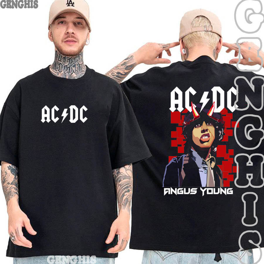 AC/DC Angus Young Guitarrista Camisa Banda De Rock Hard Rock Camiseta Unissex