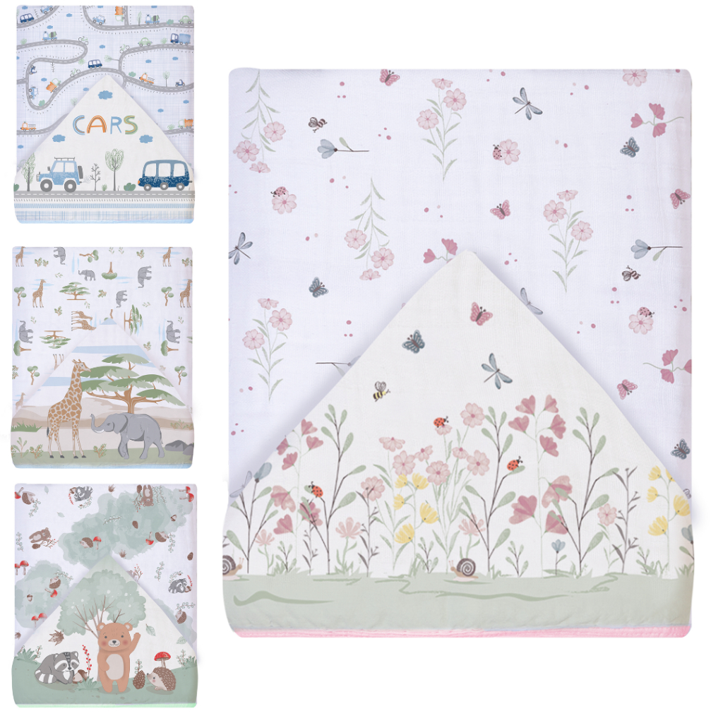 TOALHA DE BANHO FRALDA SOFT DUAS CAMADAS COM CAPUZ DIGITAL CENTRAL PARA BEBÊ PAPI - 90cmx80cm MACIA