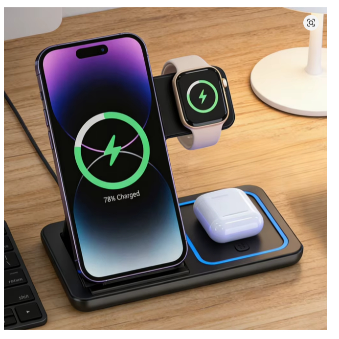 Carregador Indução Dock Station P/ Apple Watch Airpod iPhone Samsung