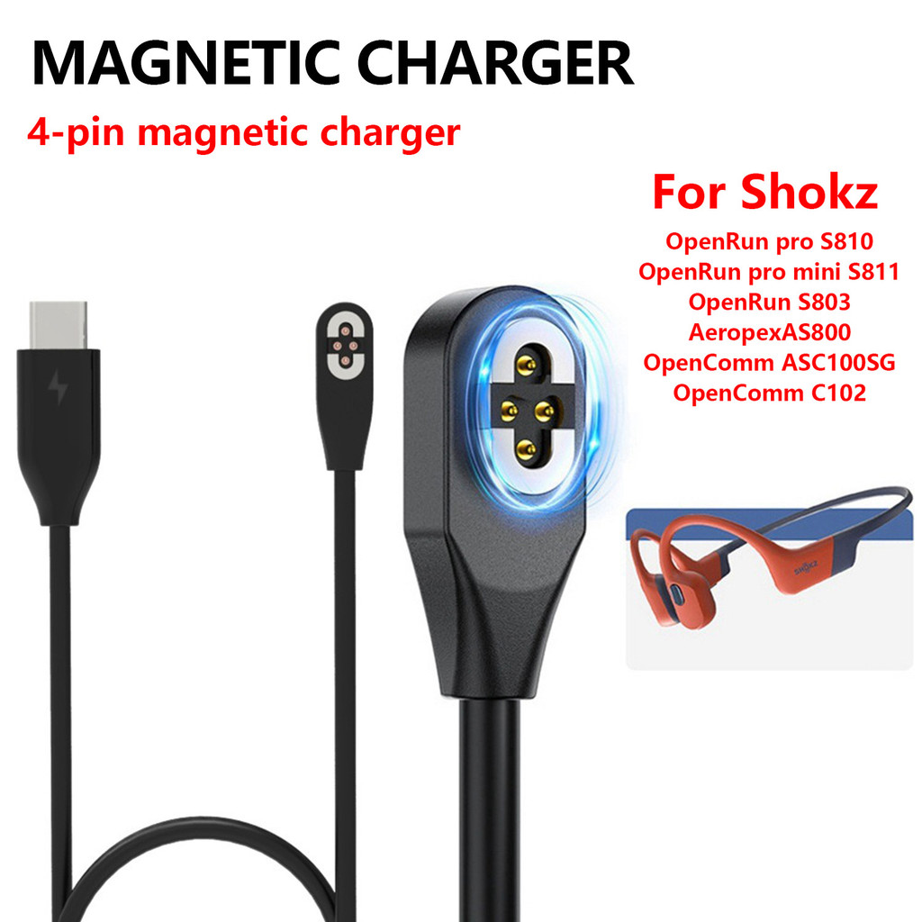 Cabo Carregador Magnético Para Shokz OpenRun Pro S810/Mini S811 2Pin/4PinType-C USB Rápido
