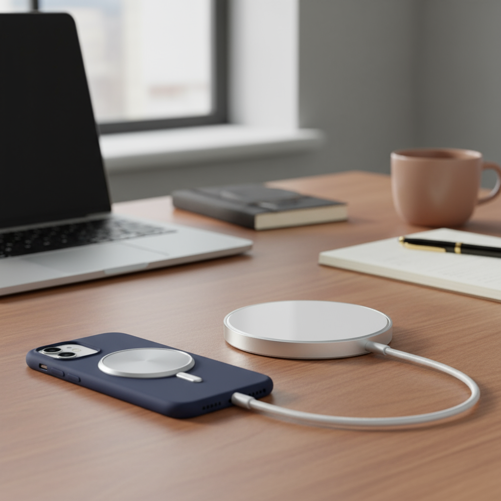 Almofada de Carregamento Sem Fio Magnético, Carregador Rápido de 15W para iPhone e Dispositivos Samsung Galaxy
