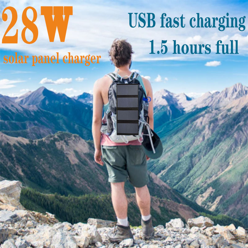 Painel dobrável solar Sunpower 28W Bolsa dobrável solar para carregamento fotovoltaico externo Bolsa solar portátil